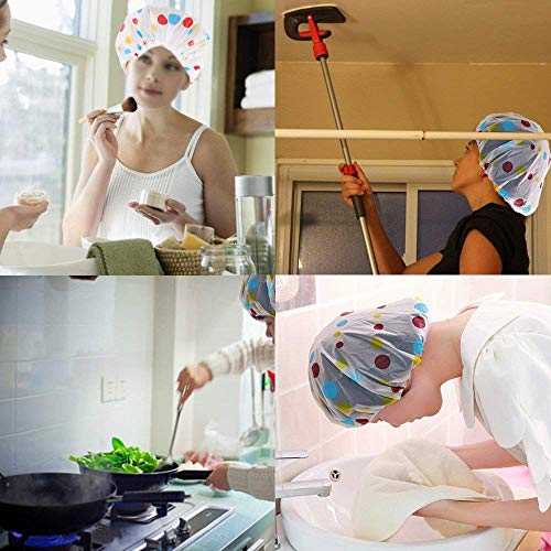 yiqi 6pcs Gorro de Ducha Impermeable de plástico Gorros para el Pelo de baño con Banda elástica Reutilizable Shower Cap ，Variedad de Patrones，Color al Azar