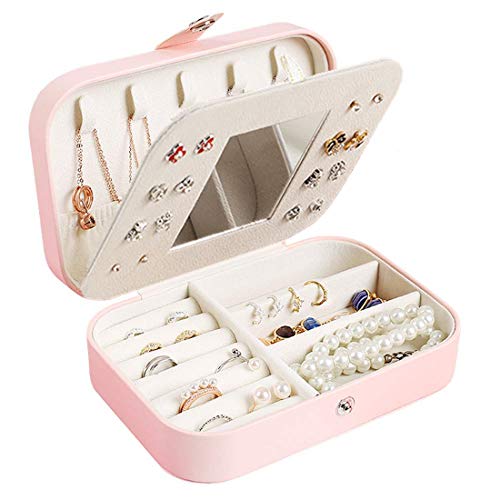 Yolistar Caja Joyero Pequeña de PU, Joyero de Viaje Portátil, Joyero Viaje Cajas para Joyas Jewelry Organizer para Mujer para Anillos, Collares, Pulseras, Pendientes para Mujer