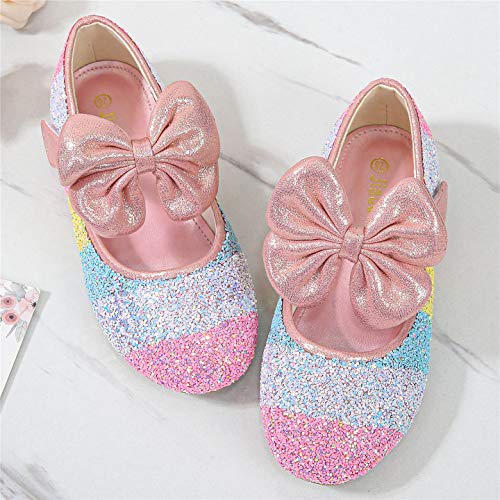 YOSICIL Zapatos de Tacon con Arco para Niñas Zapatillas de Lentejuelas Zapatos de Tango Latino Niña Zapatos de Princesa para Fiesta Regalos Cumpleanos