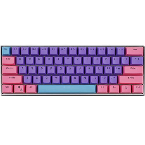 YQYL Teclado del Teclado mecánico de 61 Teclas PBT con glaseado Transparente Teclado de inyección de 61 Colores con Tapa de Dos Teclas,E