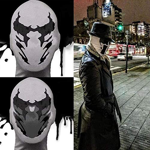 Yuanxianglong Máscara de Watchmen Rorschach, la máscara Original de Mancha de Tinta de Rorschach en Movimiento, máscara de Lycra de Cabeza Completa para Disfraz de Halloween Unisex (Estilo A)