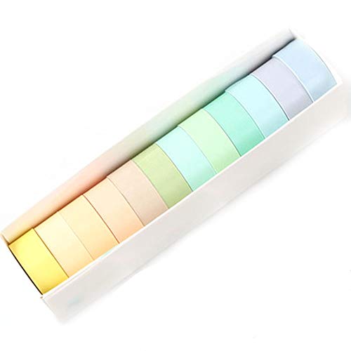 Yubbaex 12 Rollos Washi Tapes Set de Cinta Adhesiva Washi Cinta Adhesiva Decorativa para Scrapbooking DIY Manualidades (Macaron 15mm de ancho)