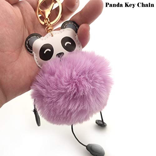 YuChiSX Pom Pom Llavero Bolsa Colgante Llavero de Bola de Pelo Pompón Llavero de Piel para Llave de Coche Encanto Colgante Navidad Panda Llavero Mullido Llavero Titular Colgando Decoración Regalos