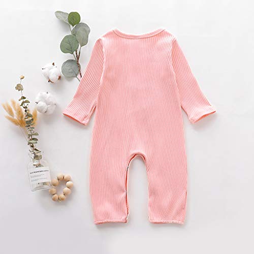 YWLINK Mono Bebé OtoñO E Invierno BotóN De Color SóLido De Manga Larga Mameluco Mezcla De AlgodóN Ocio Y Confort Pijama Regalo De Bautizo Infantil 3-18 Meses(Rosado,0-3 meses/70)