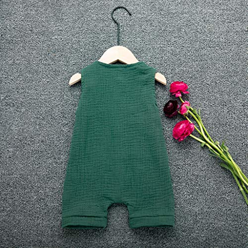 YWLINK Mono De Bebe,ReciéN Nacido Verano Mezcla De AlgodóN NiñO Sin Mangas Color SóLido Doblar Camisola Mono Lindo Ocio Y Confort Ropa De Bebe Fiesta CumpleañOs Regalo(Verde,18-24 meses/100)