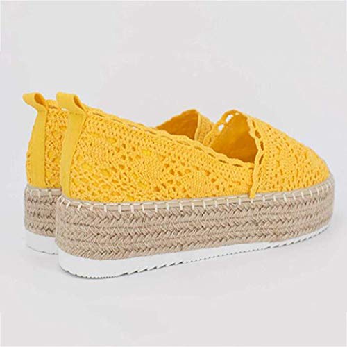 YWLINK Plataforma Hueca para Mujer Zapatos Casuales Color SóLido Transpirable CuñA Alpargatas Antideslizante CóModo Zapatos Romanos Bohemia TamañO Grande Fiesta Deportes Al Aire Libre(Amarillo,40EU)