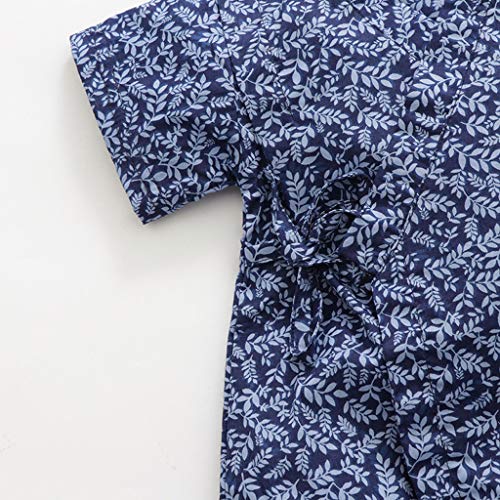 YWLINK Verano Mezcla De AlgodóN BebéS Mono Retro Encaje Estilo JaponéS Albornoz Ropa Plegable Kimono Onesies Traje De Rastreo CóModo FáCil De Poner Y Quitar (Azul,9-12 meses/90)