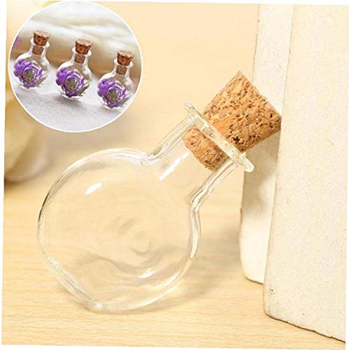 YZLSM 5 PCS Cork Botellas de Cristal DIY Cork Decoración Mini Frascos para la decoración de la Boda del Partido (Forma Plana Redonda Vino)