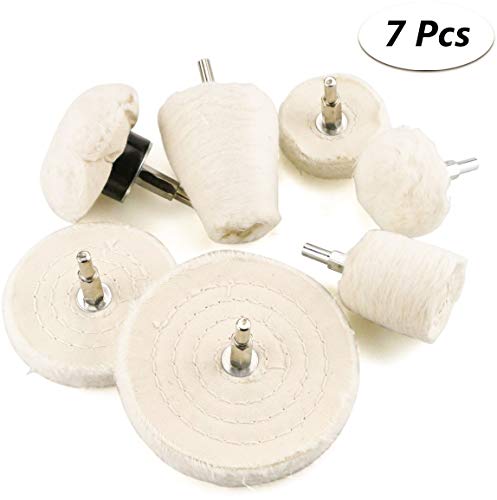 Zaeel Rueda de pulido, 7Pcs Rueda de pulir Herramienta de pulido Cono / Cilíndrico / Seta / T-Shaped Mango Mop Rueda de frenado para coche, Aluminio, Joyería, Cromo, Cerámica, Acero inoxidable