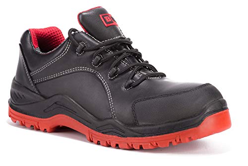 Zapatillas de Seguridad Impermeables y ultraligeras con Puntera de protección Ideales para el Trabajo y con protección en el Tobillo Modelo 7007 S3 SRC Black Hammer (43 EU)