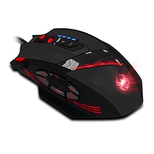 Zelotes Gaming Ratón,12 Botones Ratón Gaming Programable,4000 dpi Mouse,negro