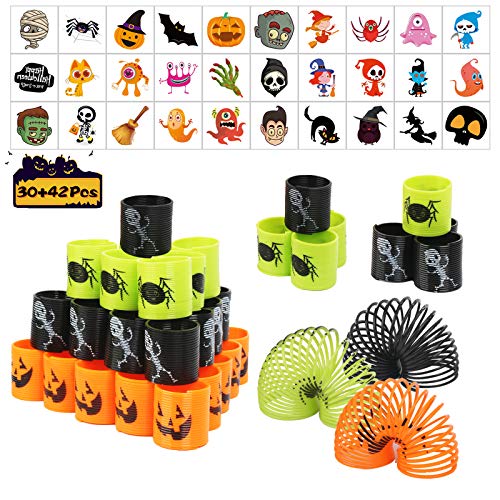 ZERHOK 40 piezas Mini Resortes de Juguete Muelles Mágicos de Halloween Magic Spring Infantil Pegatinas Calabazas Regalo de Truco o Trato Rellenos de Bolsas Premios de Juegos Niños Fiesta de Terror