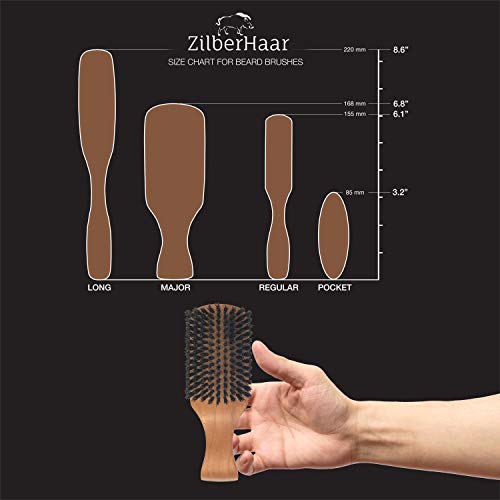 ZilberHaar Major - Cepillo de pelo y barba para hombre - cerdas suaves de jabalí - Masajea y exfolia la piel y el cuero cabelludo - Accesorio ideal para aseo masculino - Fabricado en Alemania