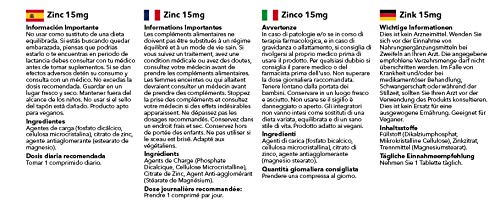 Zinc 15mg - ¡Bote para 1 año! - Apto para veganos - 360 Comprimidos - SimplySupplements