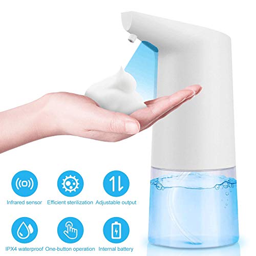 Zorara Dispensador de Jabón Automático, Dispensador Automático de Jabón Espumoso 350ML, Dispensador Gel Hidroalcoholico con Sensor de Movimiento Inteligente para Baño, Cocina