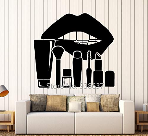 zqyjhkou Vinilo removible Tatuajes de Pared Labios Maquillaje Cosméticos Pegatinas Salón de Belleza Decoración de Ventanas de Pared Arte Decoración del hogar Sala de Estar Z68x76cm