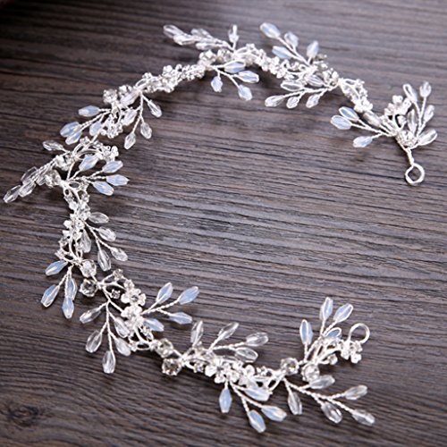 zrshygs Diadema Nupcial Tiara Novia Banda para el Cabello Crytal Blanco Boda Accesorios Nupciales Tiara Adornos