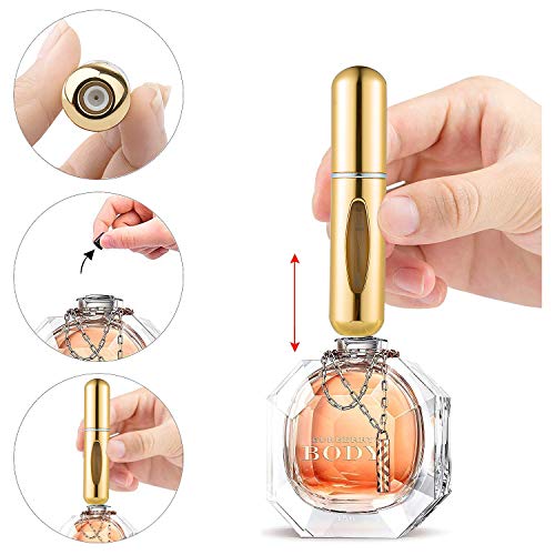 ZWOOS Atomizador Perfume Recargable, 3 Pieza Atomizador del Perfume, 5ml Botella Vacío Pulverizador Viaje en Bolso, Bomba Recargable Perfume Spray Frasco