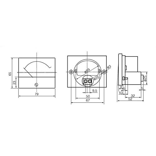 0-500A Panel de corriente de amperímetro analógico 69C9-A Medidor de amplificador 2.5 Precisión 75mV para probador de medición de circuito automático (DC 500A)