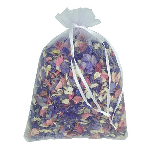 1 Litre of Natural Biodegradable Mixed Colour Delphinium Petals with a White Organza Bag - Wedding Throwing Confetti by Truly Madly Deeply Ltd