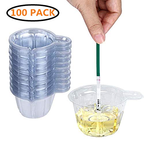 100 piezas Vasos de Plástico Desechables para Orina para Pruebas de Ovulación/Pruebas de Embarazo/Laboratorio， Transparente