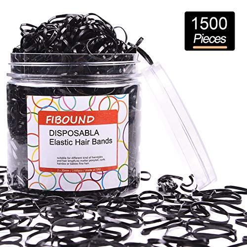 1500pcs pelo trenzado elástico bandas de gomas de pelo (Negro)