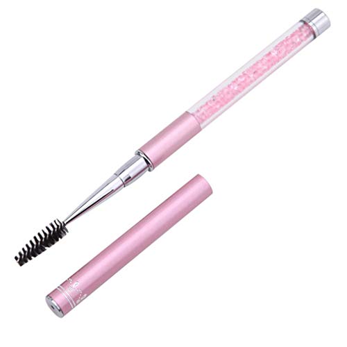 1PC Cepillo Profesional De La Visión Con El Casquillo Ceja Cepillos De Rimel Cepillos Varitas Del Aplicador Herramientas De Belleza Portátil Para Uso De Maquillaje (Rosa)