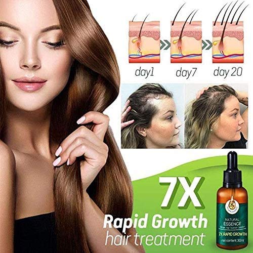 1pc/2pcs/3pcs 7X Rapid Growth Hair Treatment, 7 Day Hair Growth Serum Essence Oil Regrow, Anti Hair Loss Fast Hair Growth Serum Ginger Essential Oil Promotes Thicker and Regrowth (30ml)