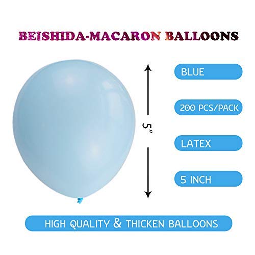 200Pcs Globos Azul, Mini Azul Macaron Globos Pastel Helio Latex Fiesta Balloons para Bodas Cumpleaños Decoración Graduacion