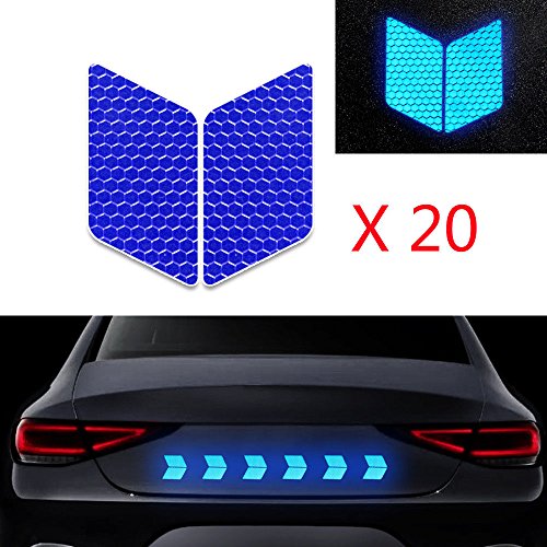 20x Alta Intensidad Pegatina Cinta Reflectante Autoadhesivo para Camión de la Motocicleta del Barco de la Bici del Casco del Remolque del Coche Forma de Diamante Azul