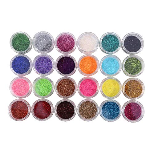 24 colores brillo en polvo Nail Art Tips herramienta de decoración Kit de manicura Nail Art Pigment Glitter