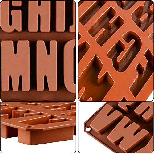 26 Letras Inglesas Chocolate Silicona Moldes, Moldes de Jabón, Molde de Silicona para Hornear para Chocolate DIY, Cubitos de Hielo, Galletas, Pasteles