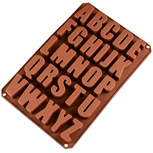 26 Letras Inglesas Chocolate Silicona Moldes, Moldes de Jabón, Molde de Silicona para Hornear para Chocolate DIY, Cubitos de Hielo, Galletas, Pasteles