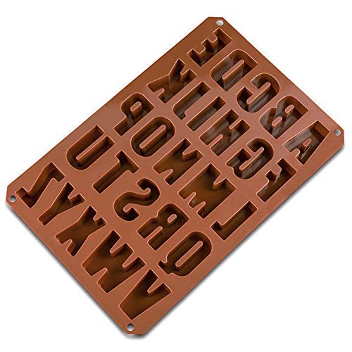 26 Letras Inglesas Chocolate Silicona Moldes, Moldes de Jabón, Molde de Silicona para Hornear para Chocolate DIY, Cubitos de Hielo, Galletas, Pasteles