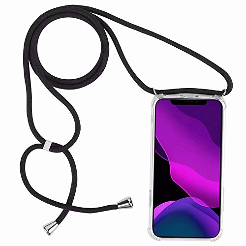 2ndSpring Funda con Cuerda Compatible con Huawei Mate 10,Colgante Collar Correa de Cuello Cadena Cordón,Negro