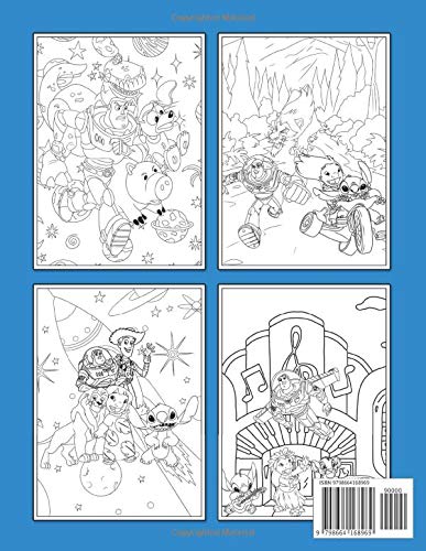 3 In 1 Coloring Book: Toy Story, Lilo, Lion King 3 In 1 Awesome Illustrations Coloring Books For Adults and Kids, Relaxation