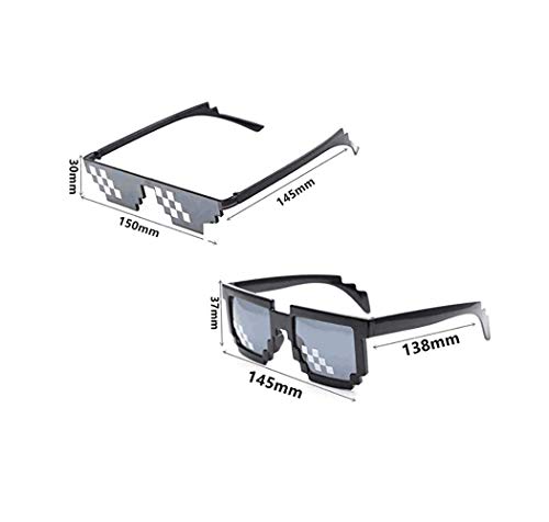 3 Pack Gafas Pixeladas Gafas de Sol Thug Life Mosaico Ojo Desgaste Unisex