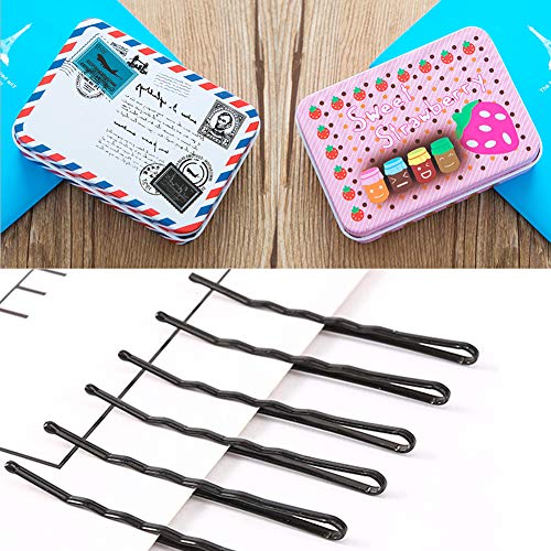 300 Piezas Horquillas Clips, FANDE Pasadores de Pelo, Clips de Pelo, Hair Pins Hair Clips, Bobby Pins con 2 Caja de Almacenaje, para Niñas y Mujeres (Negro, 2 Estilos)