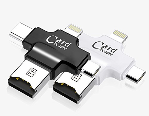 4 en 1 tipo C/Lightning/Micro USB/USB 2.0 lector de tarjetas de memoria Micro SD lector de tarjetas para iPad/iPhone Teléfono Android OTG lector