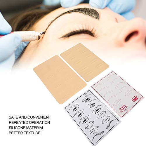 4 piezas de silicona para practicar el tatuaje de la piel, delineador de ojos, cejas, labio, tatuaje, microblading, herramienta de entrenamiento, piel suave, práctica de maquillaje, herramientas