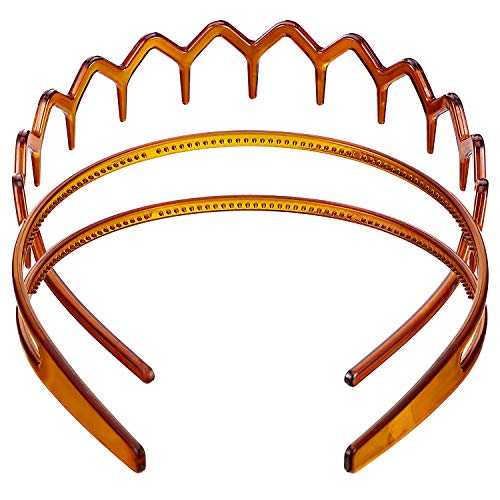 4 Piezas Diademas de Peine de Dientes Diademas de Plástico Liso Accesorios de Cabeza Antideslizantes para Mujeres Niñas, Negras y Marrones