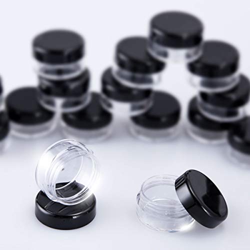 40 Piezas Tarros de Plástico, Contenedores Cosmético de Viaje Envases de Vacío Transparente con Tapas de Tornillo para Cosmética Crema Muestra, Polvo, Decoración de Uñas, 5g 5ml Negro