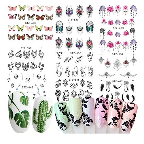 40pcs/1 Lots Mixed Designs Nail Art Water Transfer Sticker Jewelry Flower Decals Nails Watermark Tattoo Nail Tools TRSTZ608-658