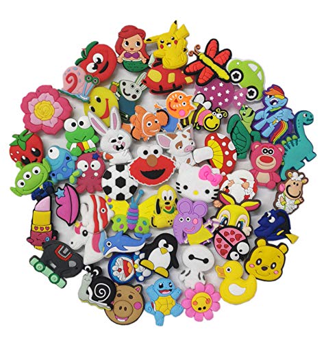 50 Pcs Different Shoe Charms for Croc Shoes & Bracelet Wristband Kids Party Birthday Gifts - Decoración de zapatos Mix color