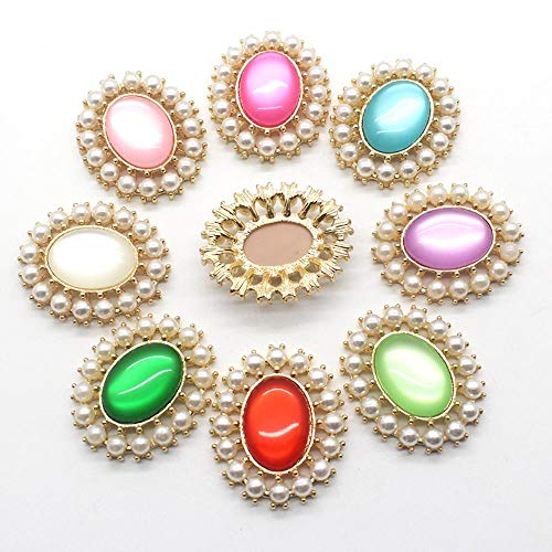 5pcs / lot 26 * 32mm Botones de costura de resina para ropa Diy Manualidades Accesorios Botón de perla plana para boda Decorativ, 51