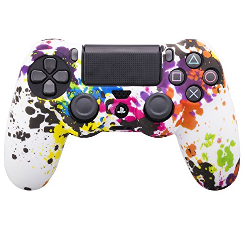 9CDeer 3 Piezas de Silicona Transferencia de Agua Protector Manga Caso Cubrir Piel Cover Skin 8 Thumb Grip 3 Conjuntos de a Prueba de Polvo Enchufe para Mando PS4/Slim/Pro Paquete de Graffiti 3