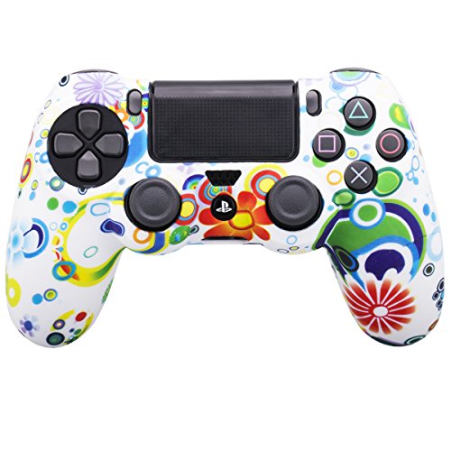 9CDeer 3 Piezas de Silicona Transferencia de Agua Protector Manga Caso Cubrir Piel Cover Skin 8 Thumb Grip 3 Conjuntos de a Prueba de Polvo Enchufe para Mando PS4/Slim/Pro Paquete de Graffiti 3