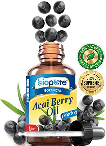 Acai BERRY - Aceite puro 100% puro para crowthththbrasileño. Virgen, sin refinar, sin diluir. 1 fl.oz.- 30 ml. Para cuidado de la piel, el pelo, labios y uñas. por myBioPure