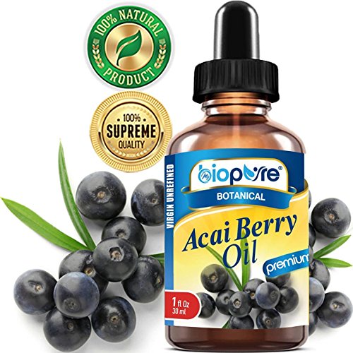 Acai BERRY - Aceite puro 100% puro para crowthththbrasileño. Virgen, sin refinar, sin diluir. 1 fl.oz.- 30 ml. Para cuidado de la piel, el pelo, labios y uñas. por myBioPure