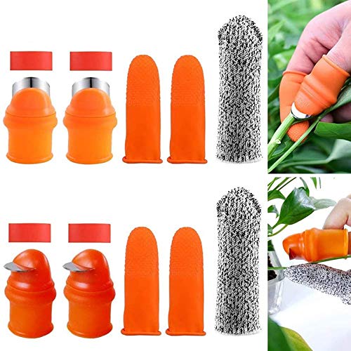 ACAMPTAR 10 Herramientas de Pulgar de Silicona para JardineríA, con Kit de Manguito de Goma Resistente una los Cortes para Cosechar Frutas y Verduras